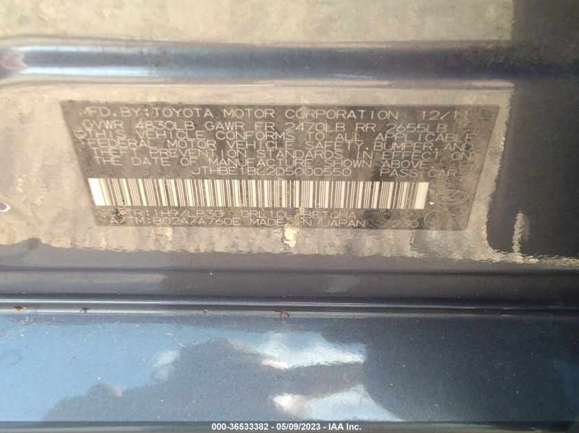 2013 LEXUS GS 350 - JTHBE1BL2D5000550