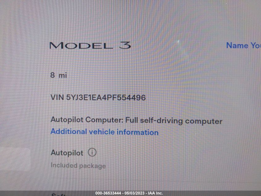 2023 TESLA MODEL 3 - 5YJ3E1EA4PF554496