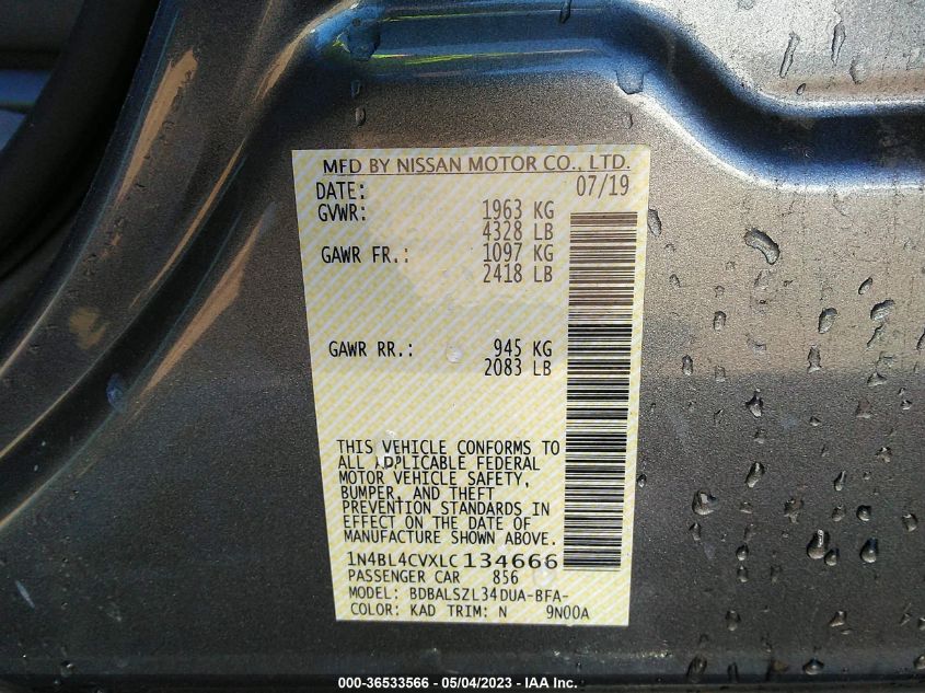 2020 NISSAN ALTIMA 2.5 SR - 1N4BL4CVXLC134666