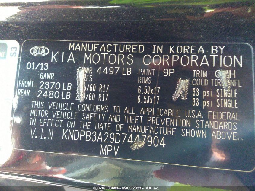 2013 KIA SPORTAGE LX - KNDPB3A29D7447904