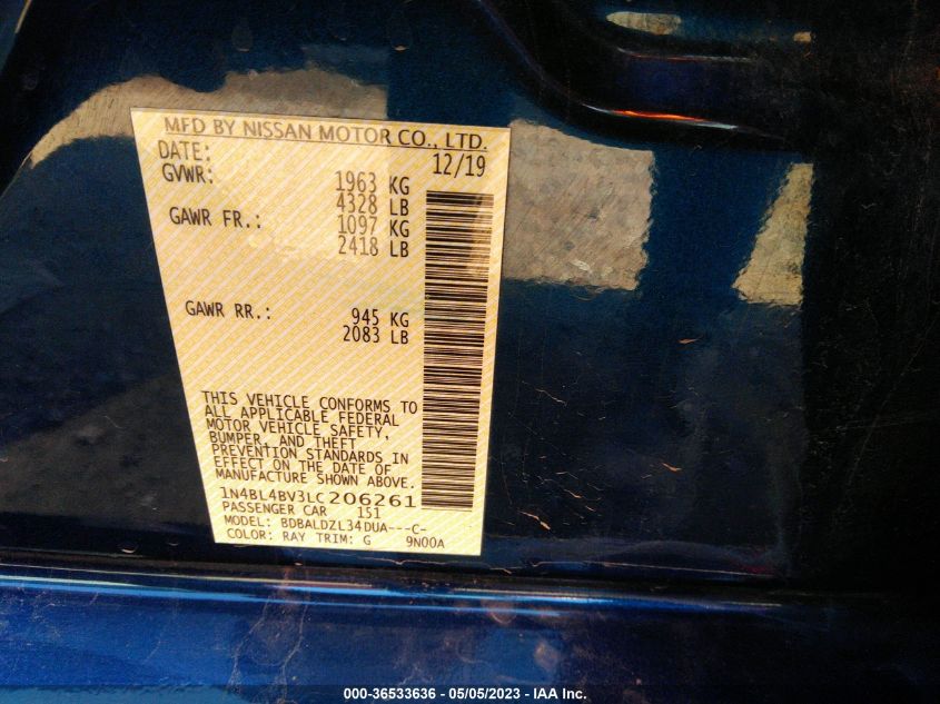 2020 NISSAN ALTIMA 2.5 S - 1N4BL4BV3LC206261