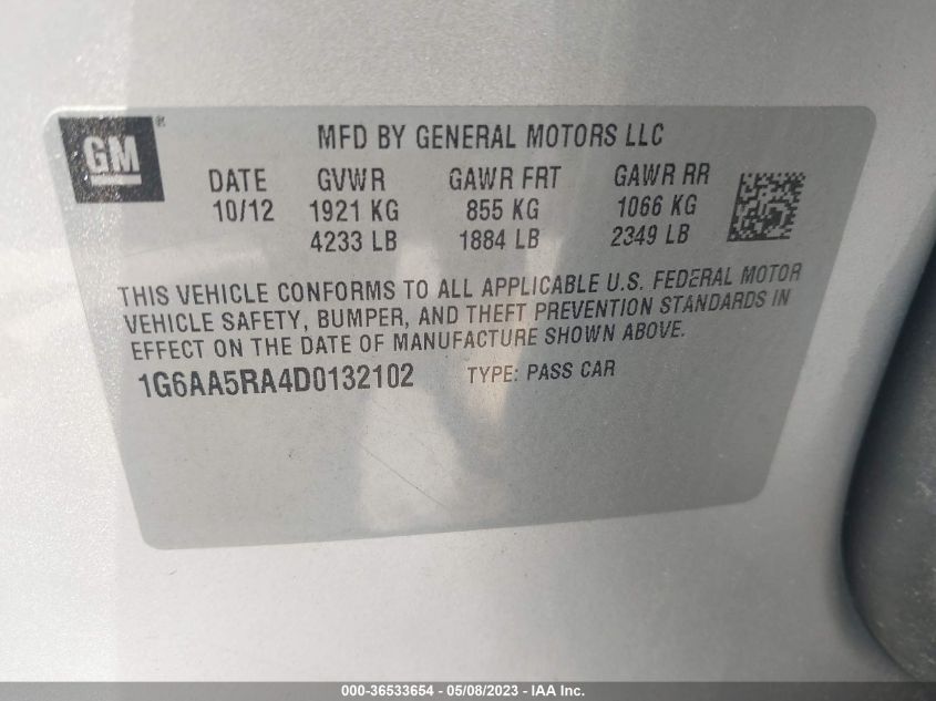 2013 CADILLAC ATS - 1G6AA5RA4D0132102