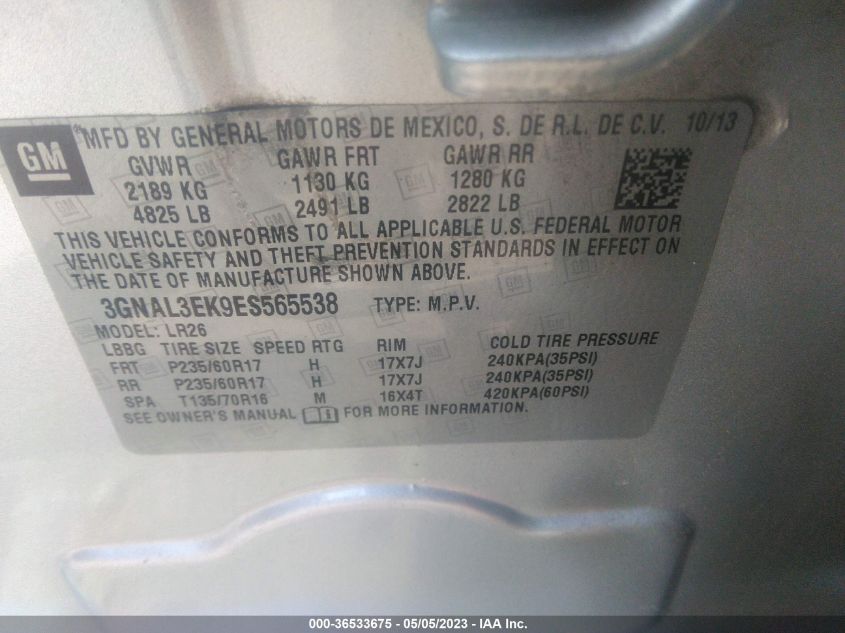 2014 CHEVROLET CAPTIVA SPORT FLEET LT - 3GNAL3EK9ES565538