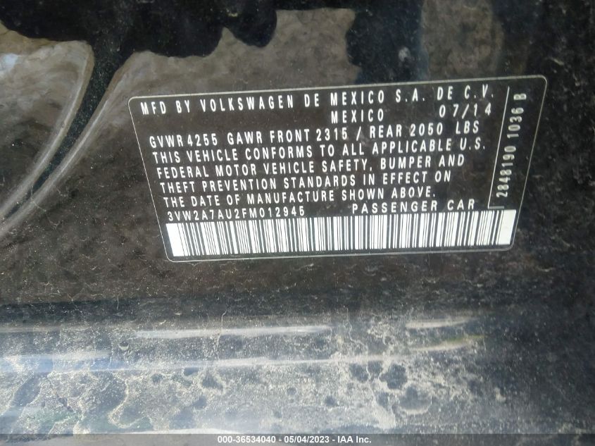 2015 VOLKSWAGEN GOLF TDI SEL - 3VW2A7AU2FM012945