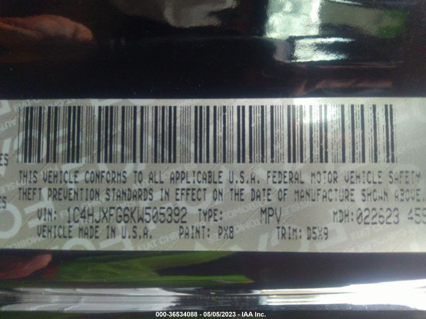 2019 JEEP WRANGLER UNLIMITED RUBICON - 1C4HJXFG6KW505392