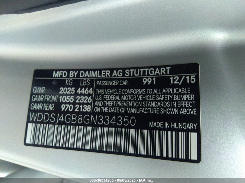 2016 MERCEDES-BENZ CLA CLA 250 - WDDSJ4GB8GN334350