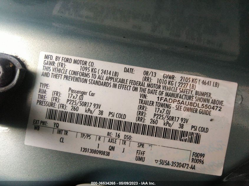 2013 FORD C-MAX HYBRID SE - 1FADP5AU8DL550472