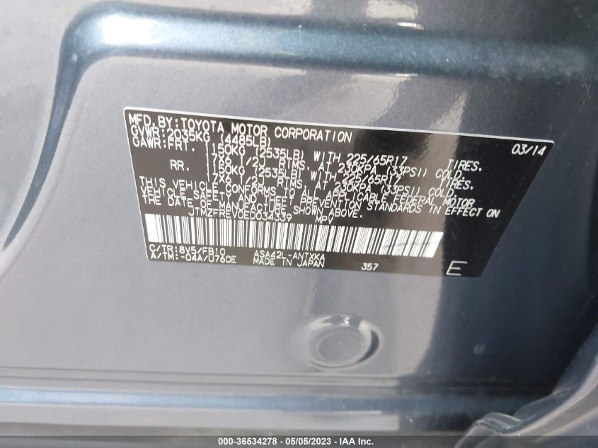 2014 TOYOTA RAV4 LE - JTMZFREV0ED034339