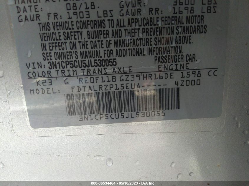 2018 NISSAN KICKS S - 3N1CP5CU5JL530055