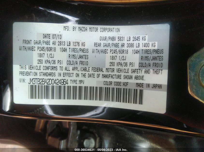 2013 MAZDA CX-9 SPORT - JM3TB2BA2D0424964