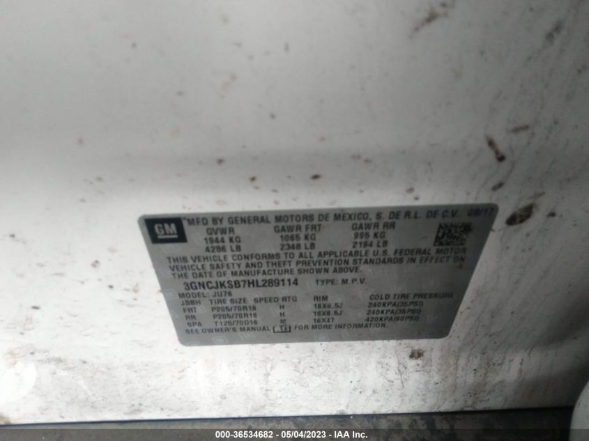 2017 CHEVROLET TRAX LS - 3GNCJKSB7HL289114