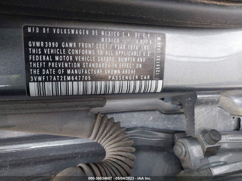 2014 VOLKSWAGEN BEETLE COUPE 1.8T ENTRY - 3VWF17AT2EM647705