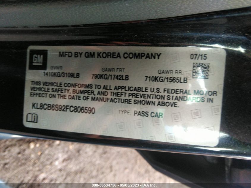 2015 CHEVROLET SPARK LS - KL8CB6S92FC806590