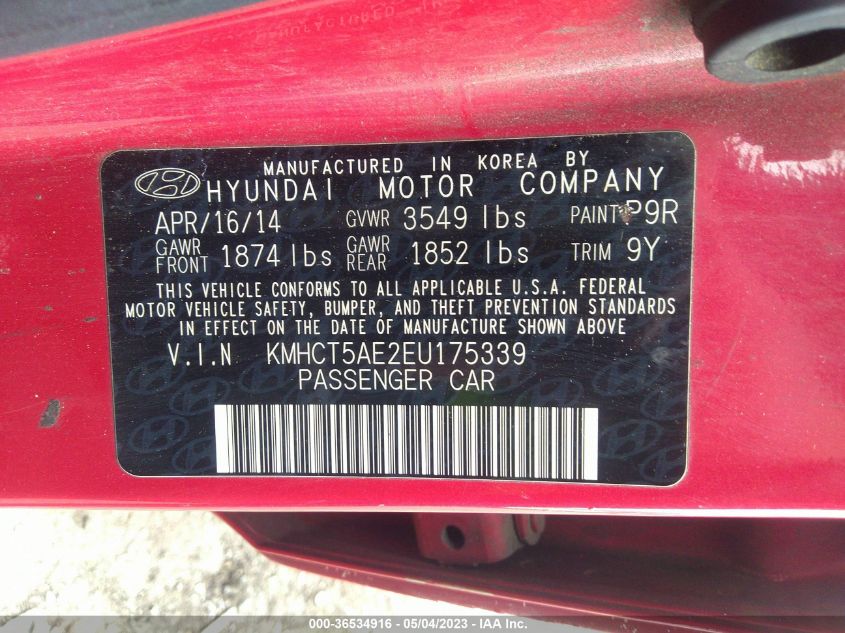 2014 HYUNDAI ACCENT GS - KMHCT5AE2EU175339