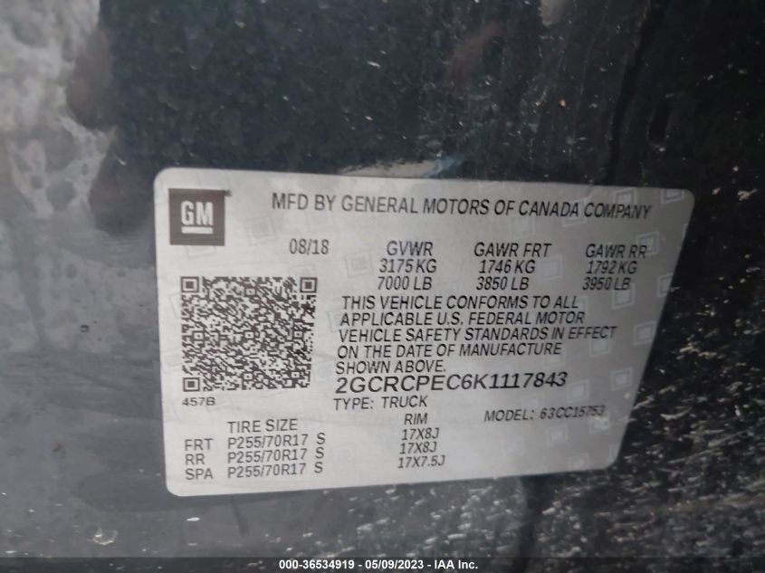 2019 CHEVROLET SILVERADO 1500 LD LT 2GCRCPEC6K1117843