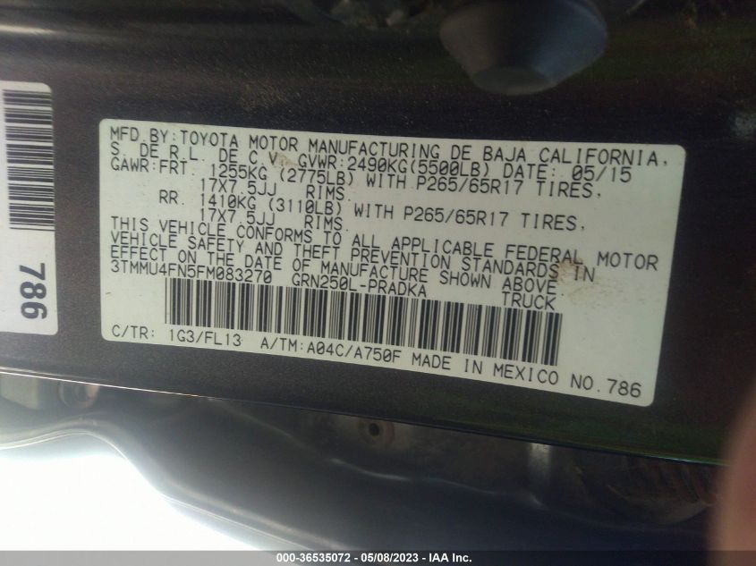 2015 TOYOTA TACOMA - 3TMMU4FN5FM083270