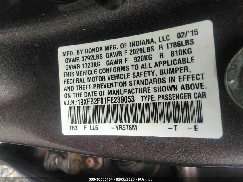 2015 HONDA CIVIC SEDAN EX - 19XFB2F81FE239053