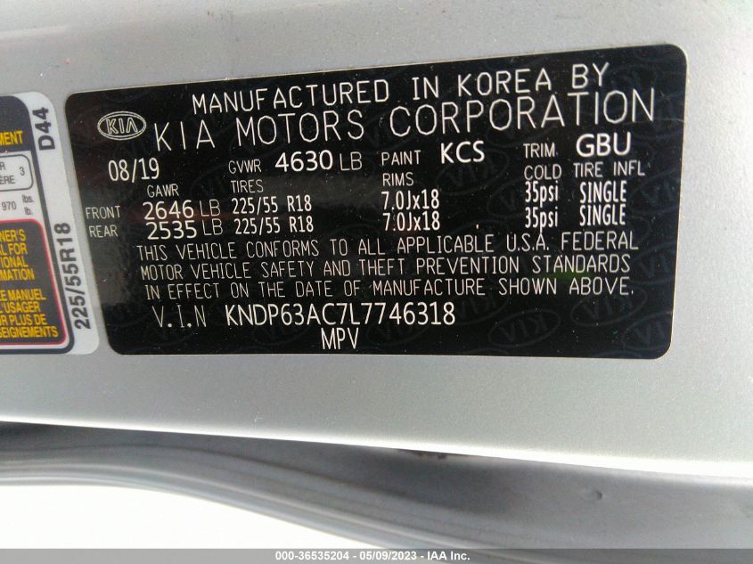 2020 KIA SPORTAGE S - KNDP63AC7L7746318