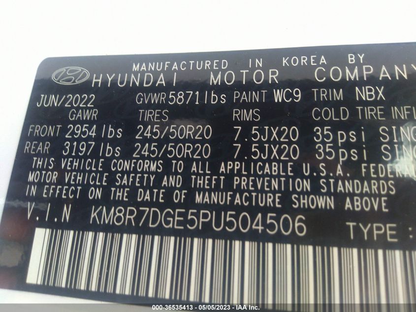 2023 HYUNDAI PALISADE CALLIGRAPHY - KM8R7DGE5PU504506