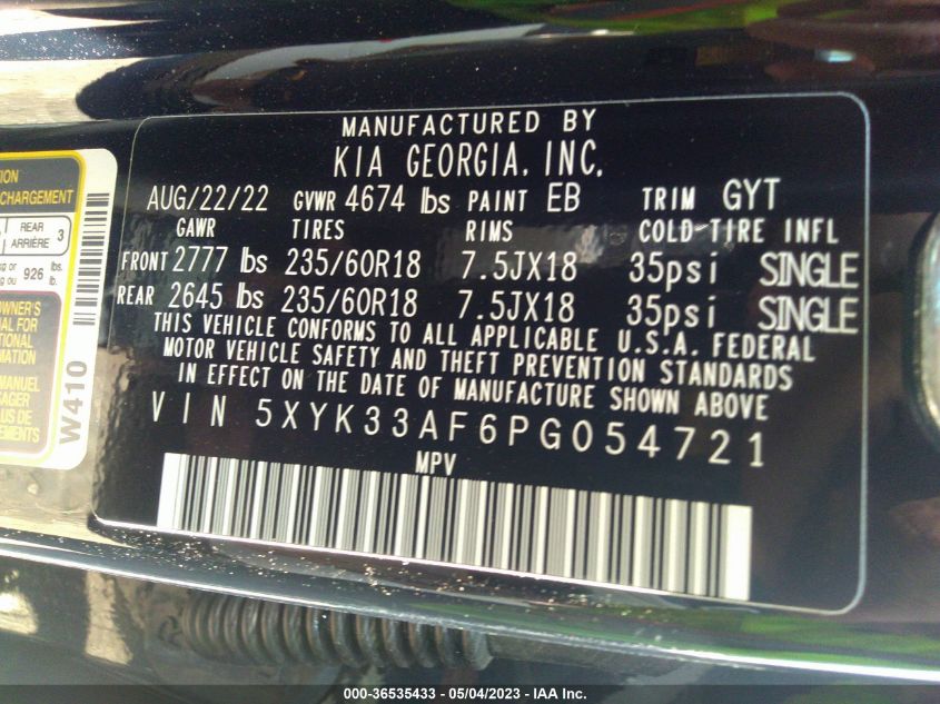 2023 KIA SPORTAGE EX - 5XYK33AF6PG054721