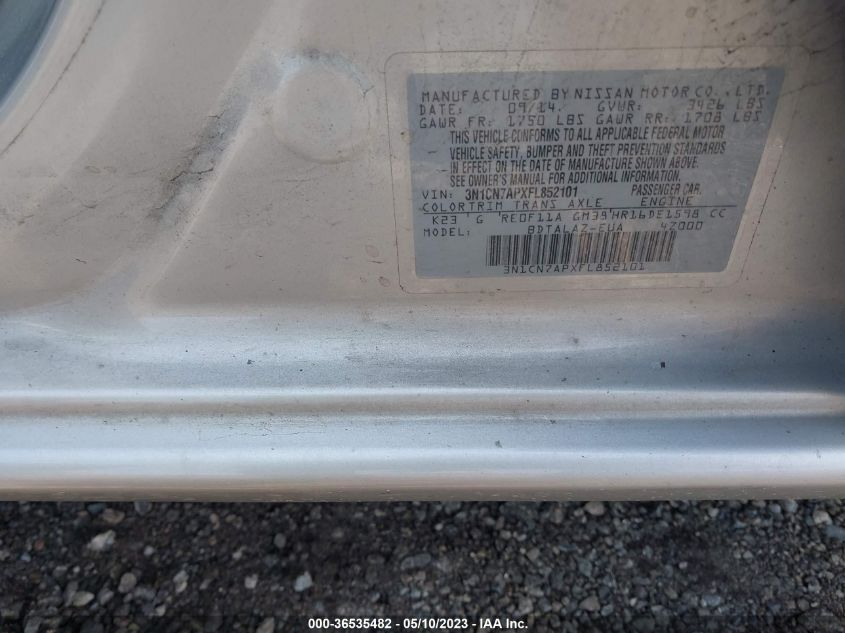 2015 NISSAN VERSA S PLUS - 3N1CN7APXFL852101