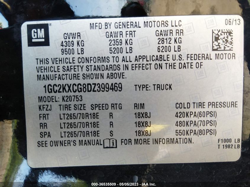 2013 CHEVROLET SILVERADO 2500HD LT - 1GC2KXCG8DZ399469