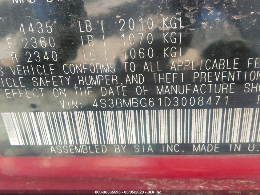 2013 SUBARU LEGACY 2.5I PREMIUM - 4S3BMBG61D3008471