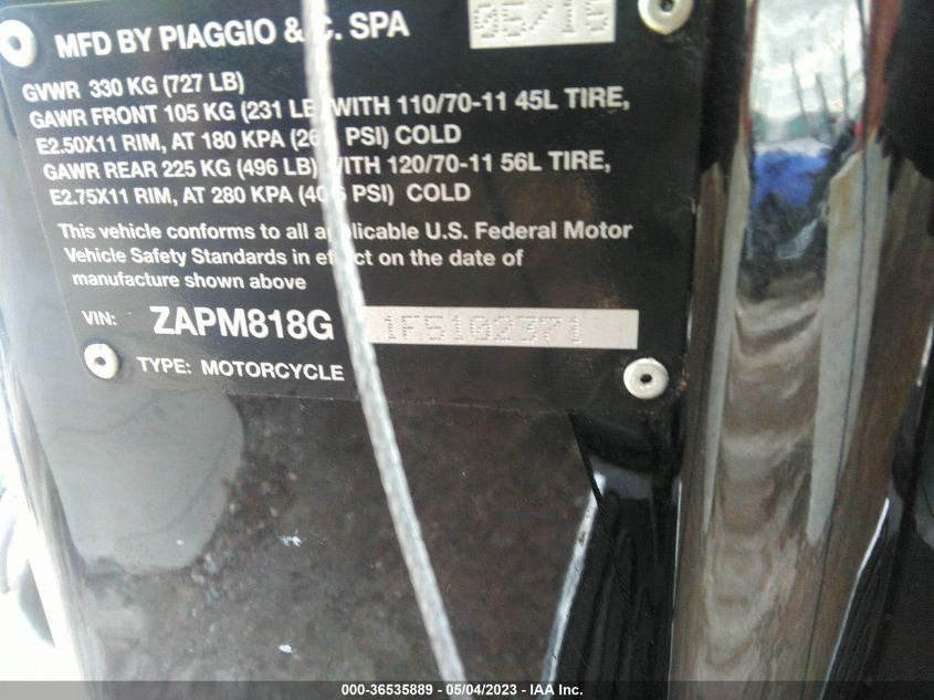2015 VESPA SPRINT 150 3V - ZAPM818G1F5102371