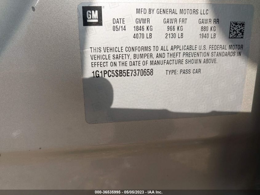 2014 CHEVROLET CRUZE 1LT - 1G1PC5SB5E7370658