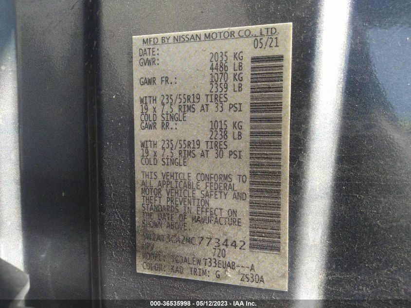 2021 NISSAN ROGUE SL - 5N1AT3CA2MC773442