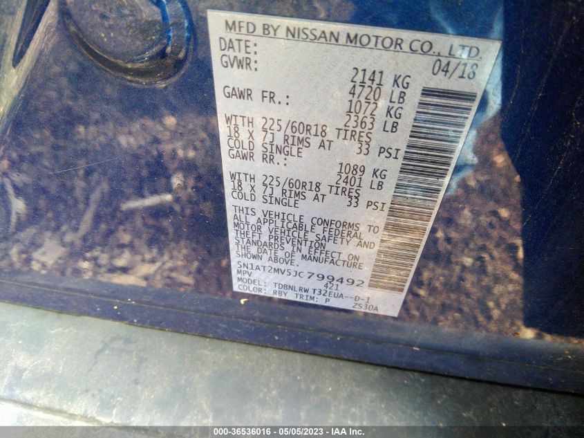2018 NISSAN ROGUE SL - 5N1AT2MV5JC799492