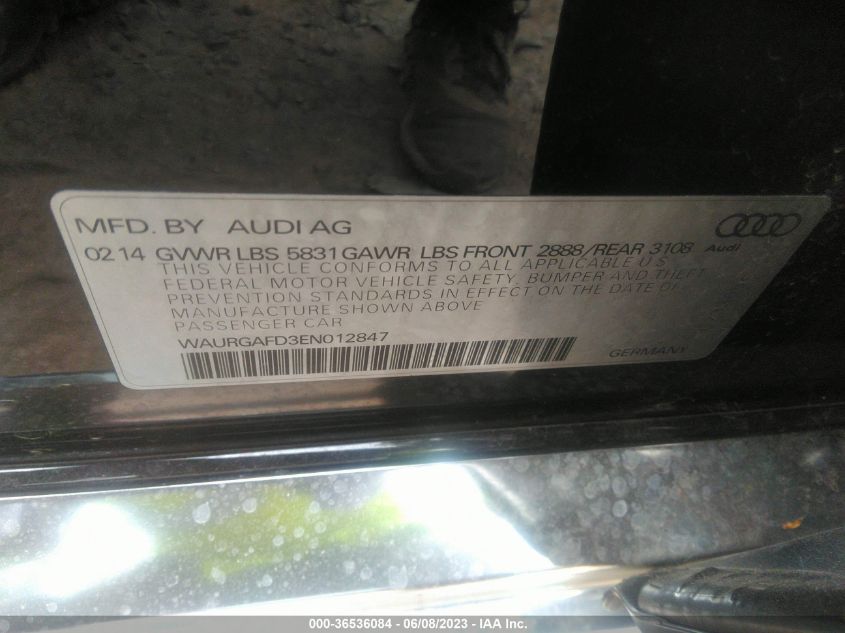 2014 AUDI A8 L 3.0T - WAURGAFD3EN012847