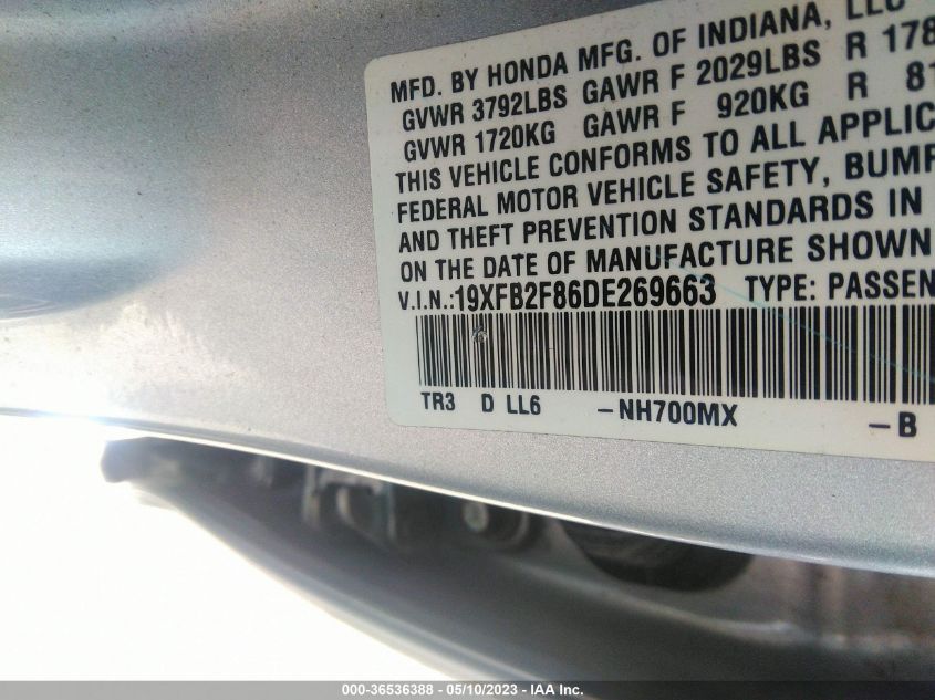 2013 HONDA CIVIC SDN EX - 19XFB2F86DE269663