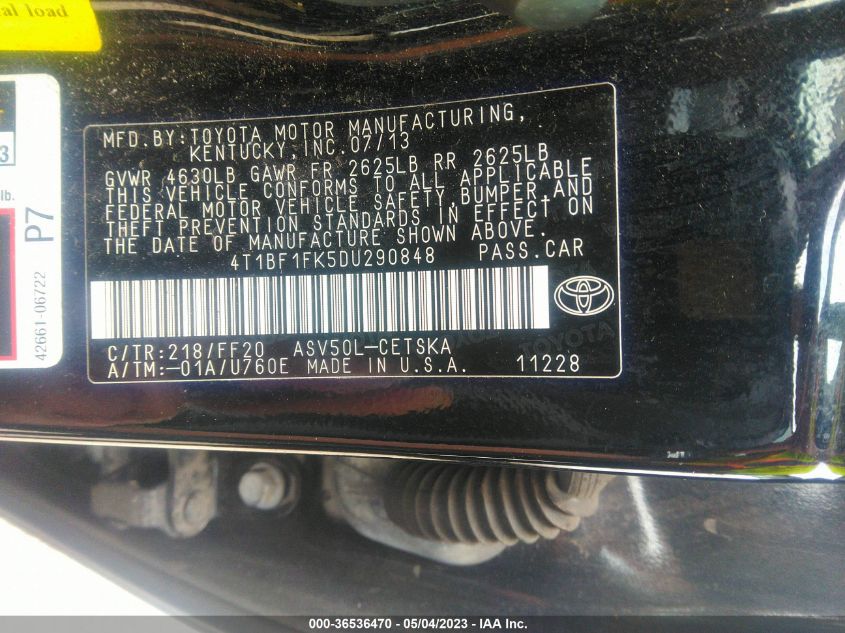 2013 TOYOTA CAMRY SE - 4T1BF1FK5DU290848