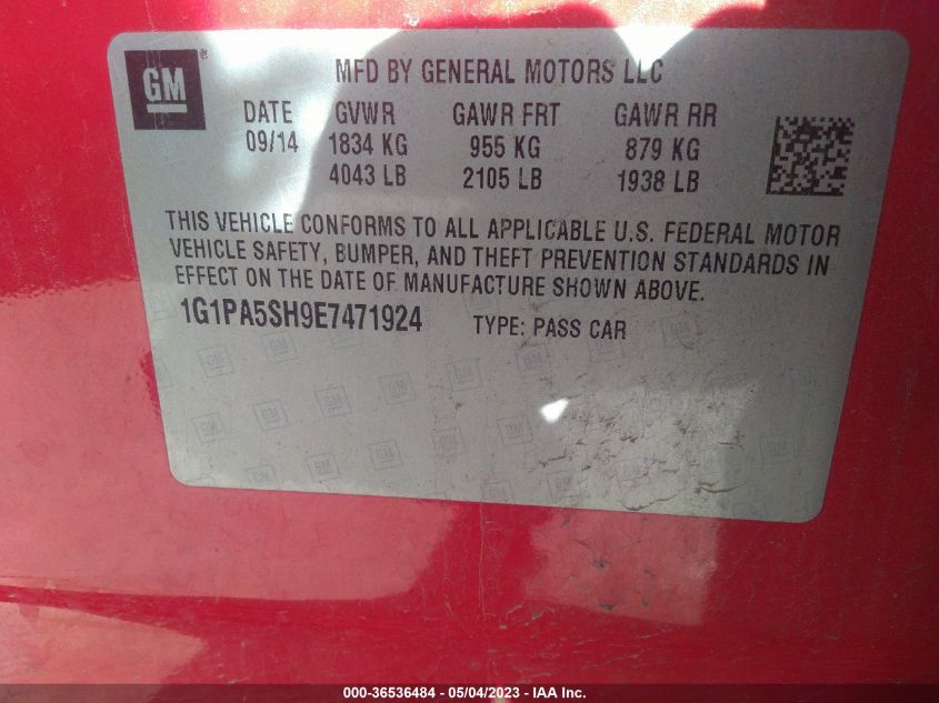 2014 CHEVROLET CRUZE LS - 1G1PA5SH9E7471924