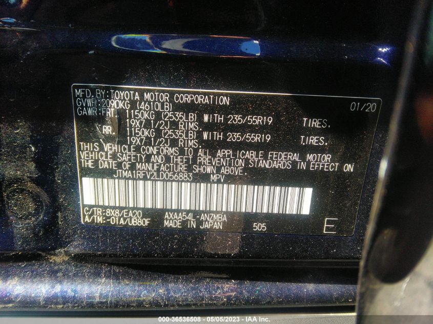 2020 TOYOTA RAV4 XLE PREMIUM - JTMA1RFV2LD056883