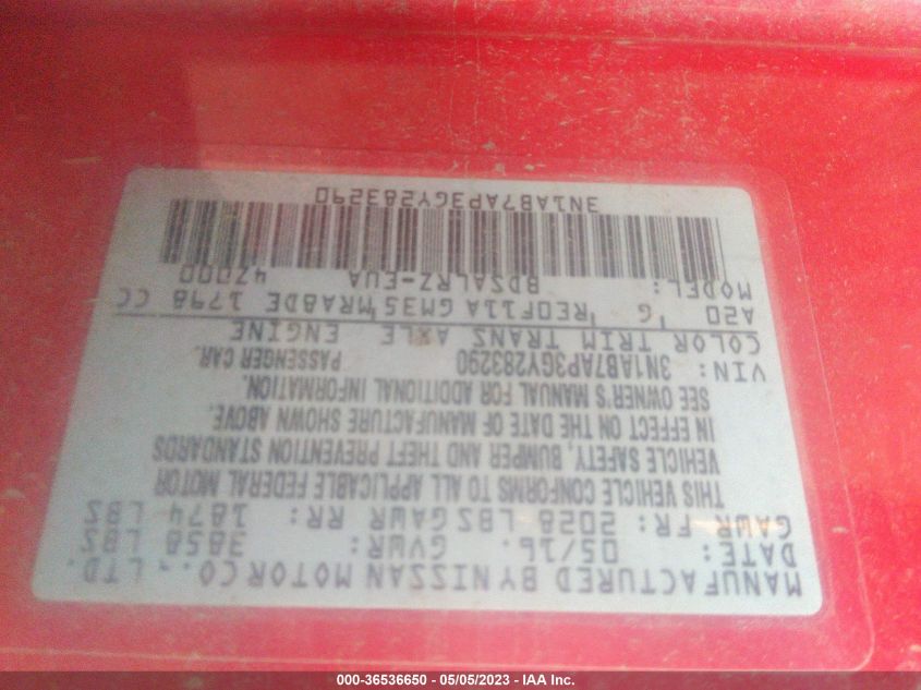 2016 NISSAN SENTRA SR - 3N1AB7AP3GY283290