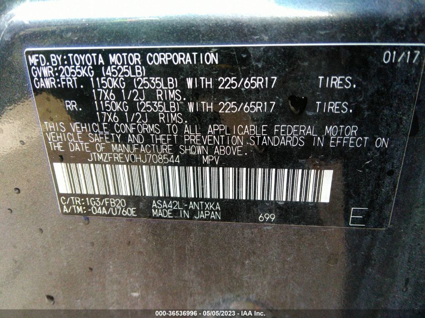 2017 TOYOTA RAV4 LE - JTMZFREV0HJ708544
