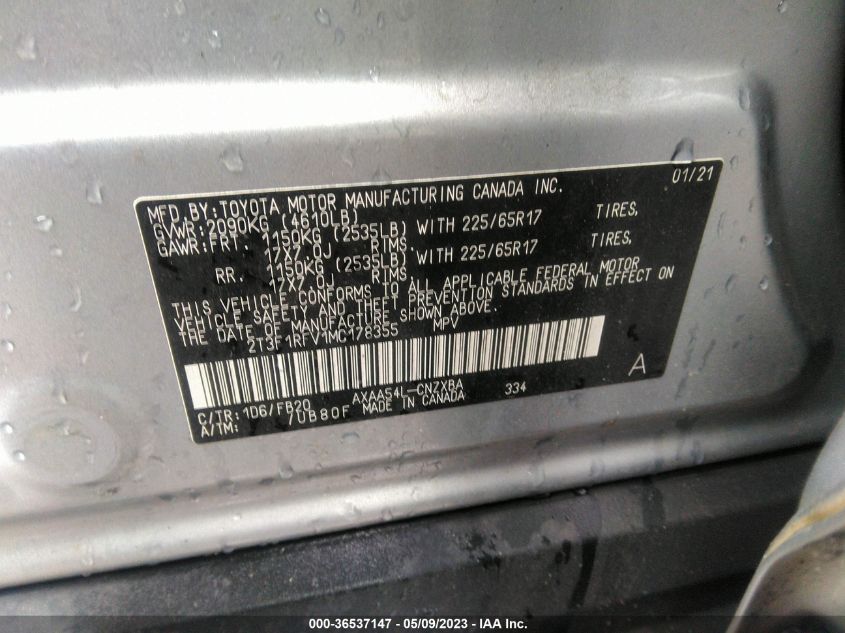 2021 TOYOTA RAV4 LE - 2T3F1RFV1MC178355