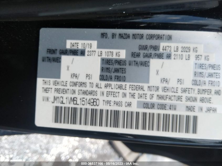 2020 MAZDA MAZDA6 TOURING - JM1GL1VM6L1514960