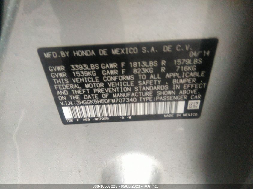 2015 HONDA FIT LX - 3HGGK5H50FM707340
