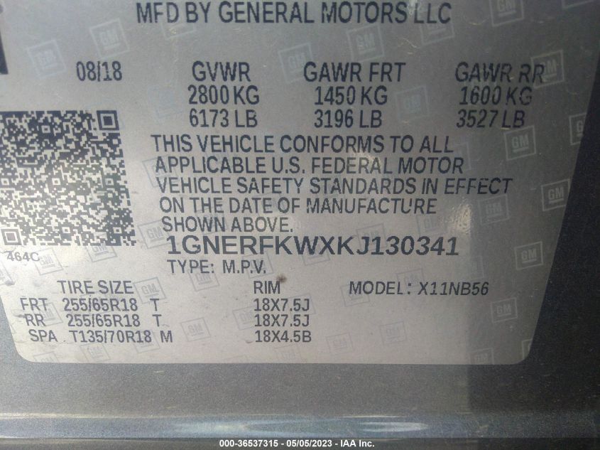 2019 CHEVROLET TRAVERSE LS - 1GNERFKWXKJ130341