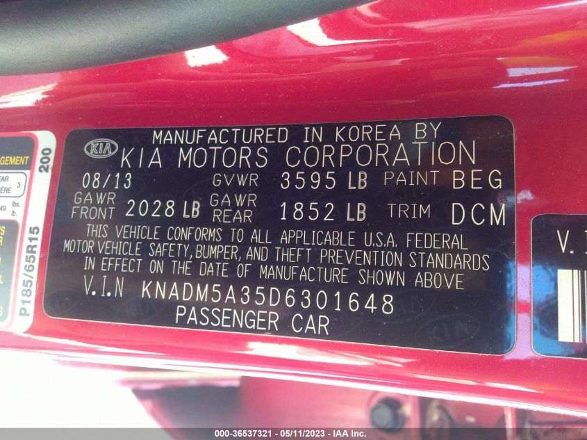 2013 KIA RIO LX - KNADM5A35D6301648