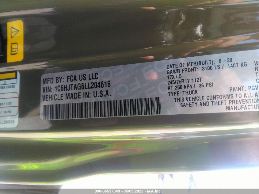 2020 JEEP GLADIATOR SPORT S - 1C6HJTAG6LL204616