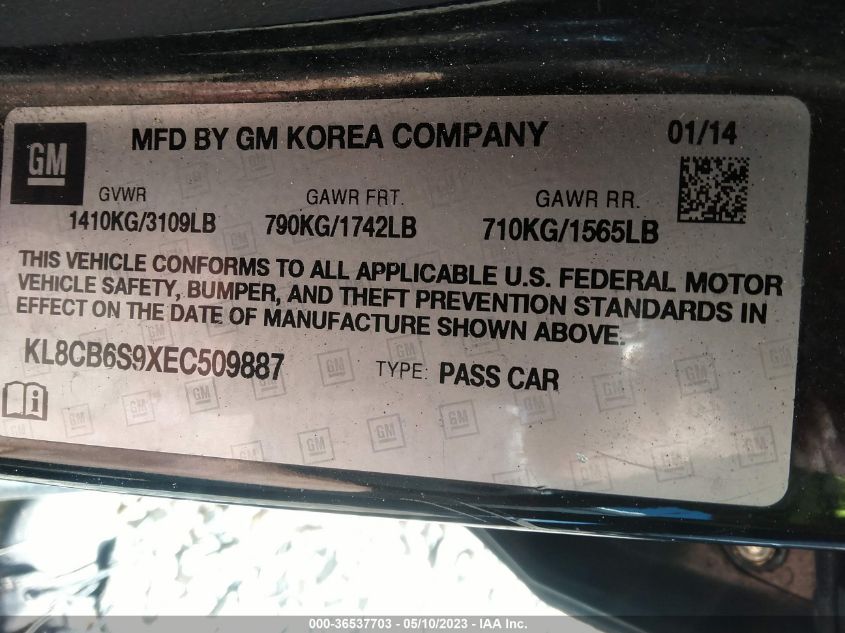 2014 CHEVROLET SPARK LS - KL8CB6S9XEC509887