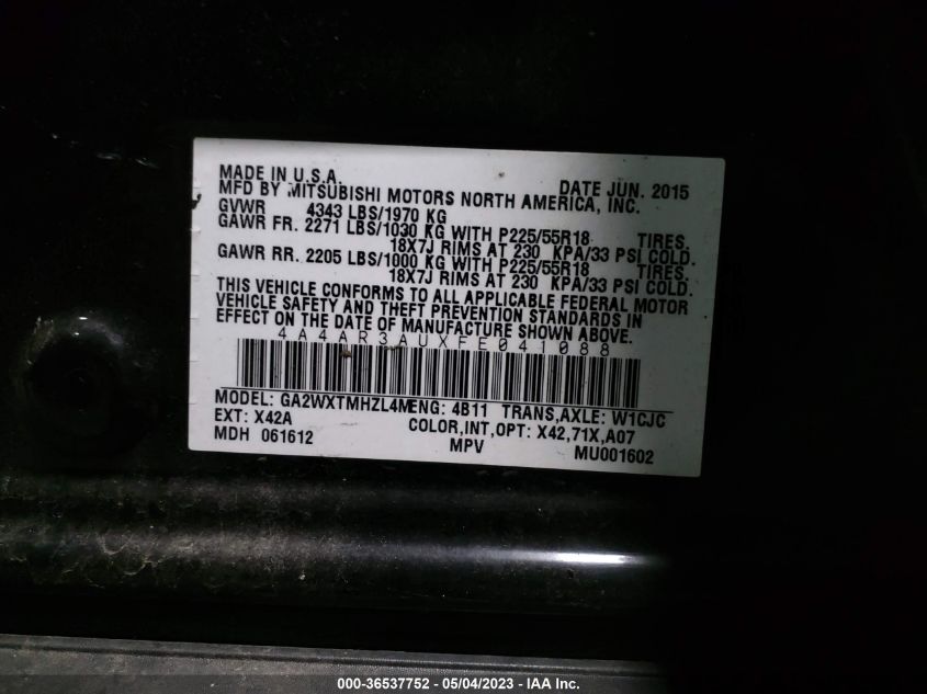 2015 MITSUBISHI OUTLANDER SPORT ES - 4A4AR3AUXFE041088