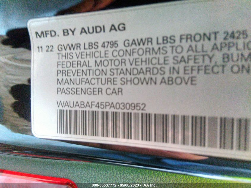 2023 AUDI A4 SEDAN PREMIUM - WAUABAF45PA030952