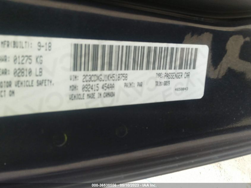 2019 DODGE CHARGER SCAT PACK - 2C3CDXGJ1KH518758