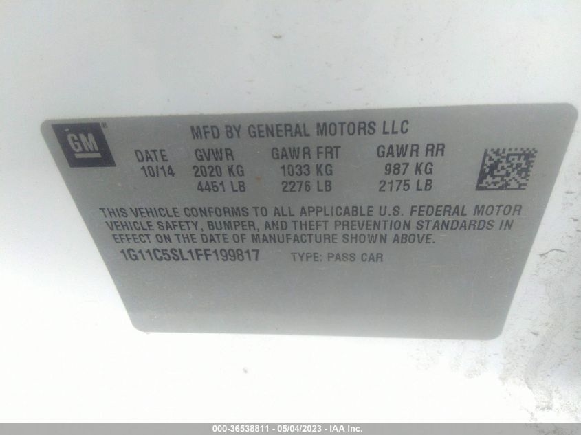 2015 CHEVROLET MALIBU LT - 1G11C5SL1FF199817