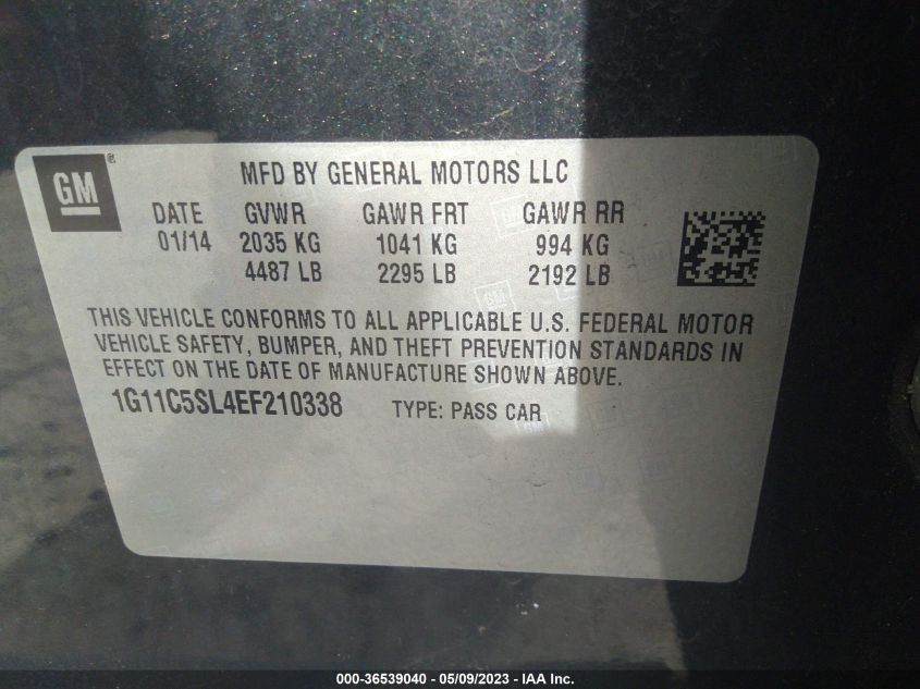 2014 CHEVROLET MALIBU LT - 1G11C5SL4EF210338